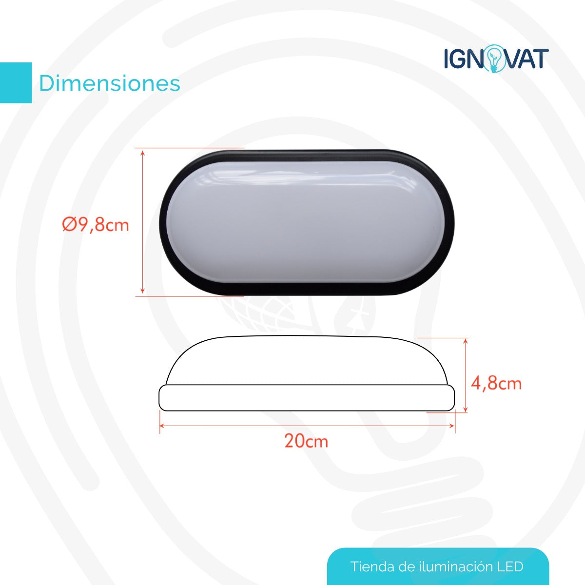 Aplique de pared sobreponer Tortuga Borde Negro