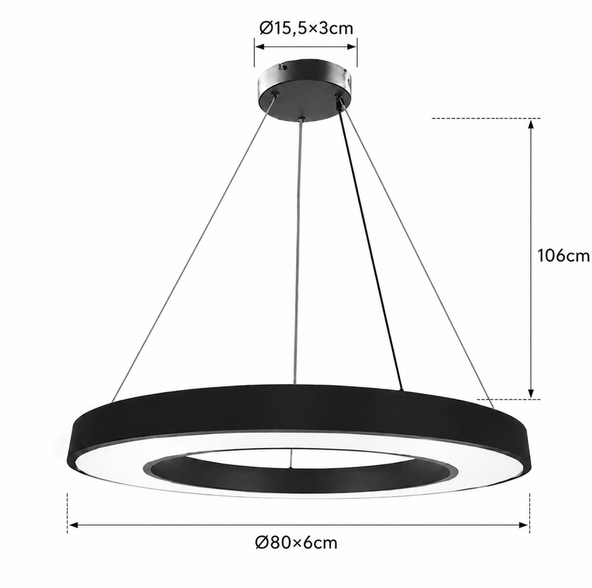 Lámpara Colgante LED Tipo Aro 80cm - 60W | Dimerizable, 3 Tonos de Luz y Control Remoto (Copia)