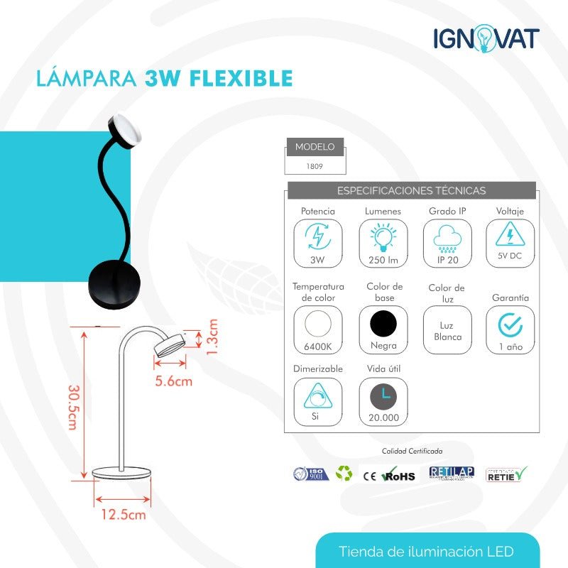 Lámpara de escritorio LED ideal para oficinas y estudios