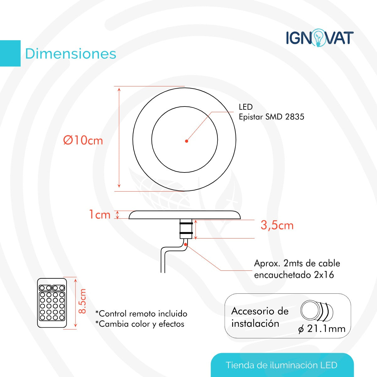 Luminaria resistente al agua para fuente decorativa