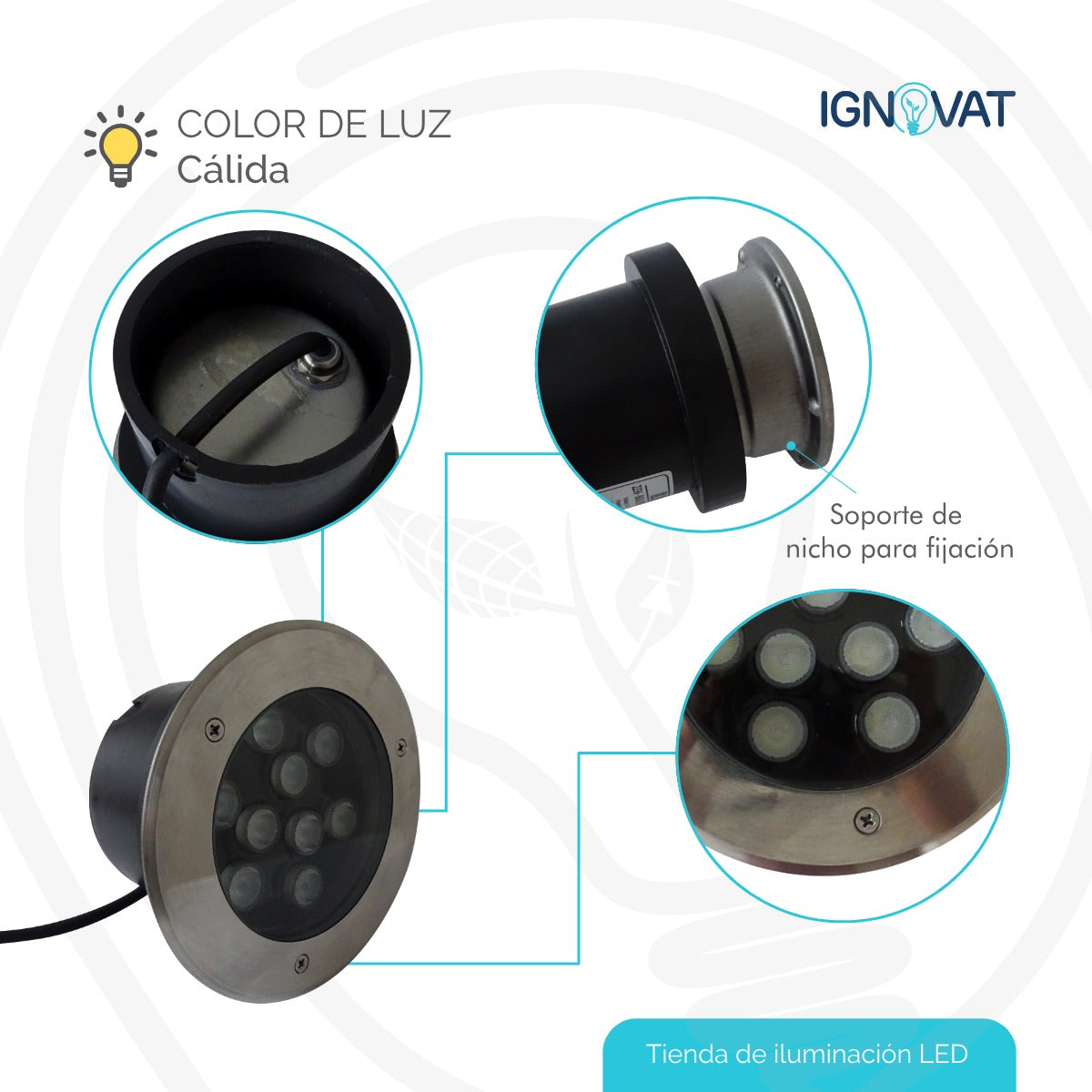 Luz LED sumergible para piscina moderna