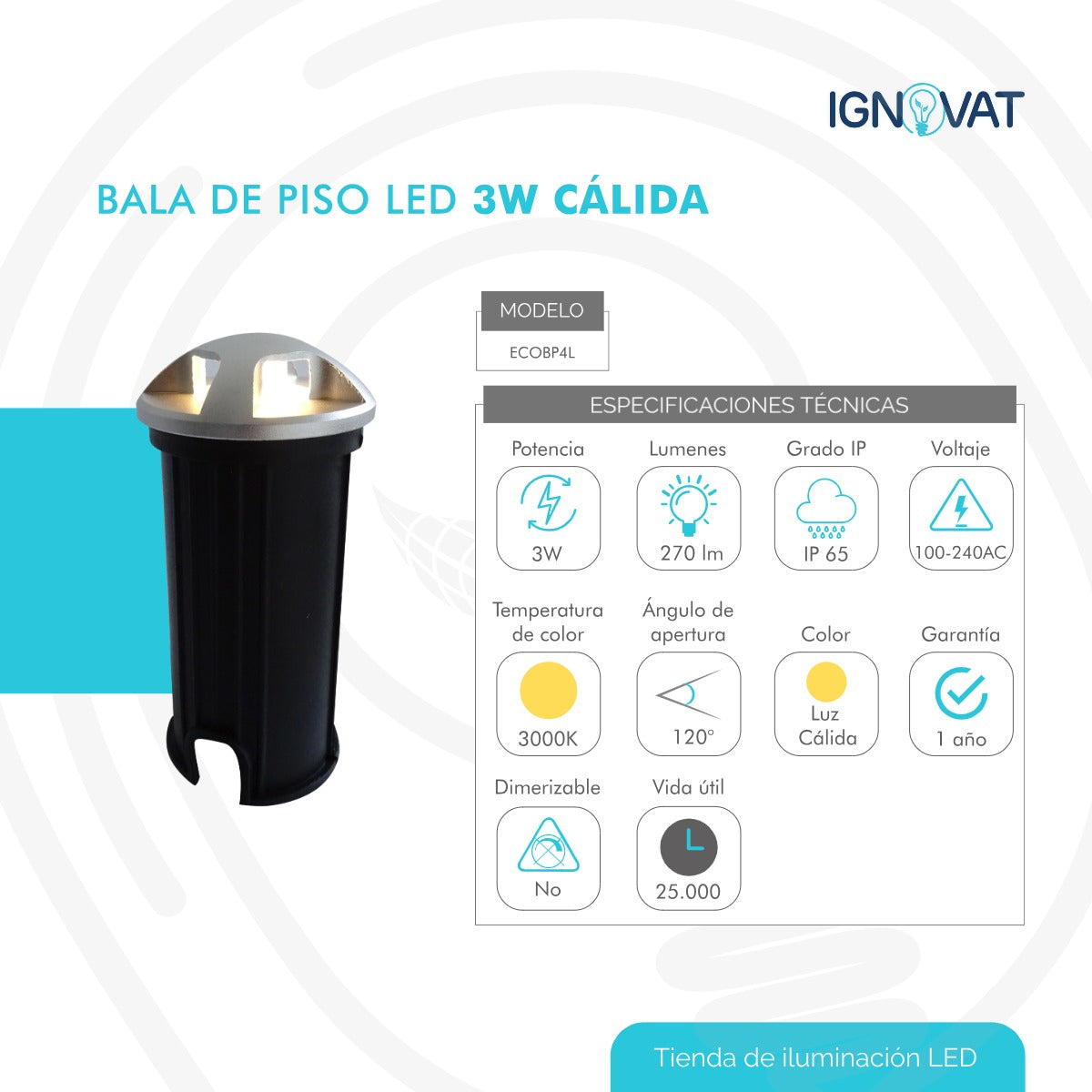 Luminaria LED de piso en ambiente contemporáneo