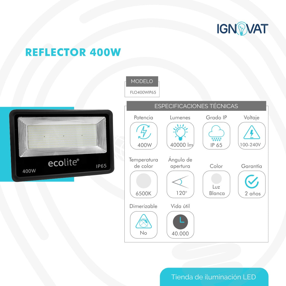 Reflector industrial LED para almacenes grandes