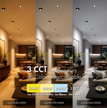 Bala Downlight LED 12W en Aluminio - 3 Tonos de Luz (3CCT)