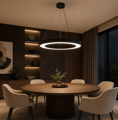 Lámpara Colgante LED Tipo Aro 60cm - 45W | Dimerizable, 3 Tonos de Luz y Control Remoto