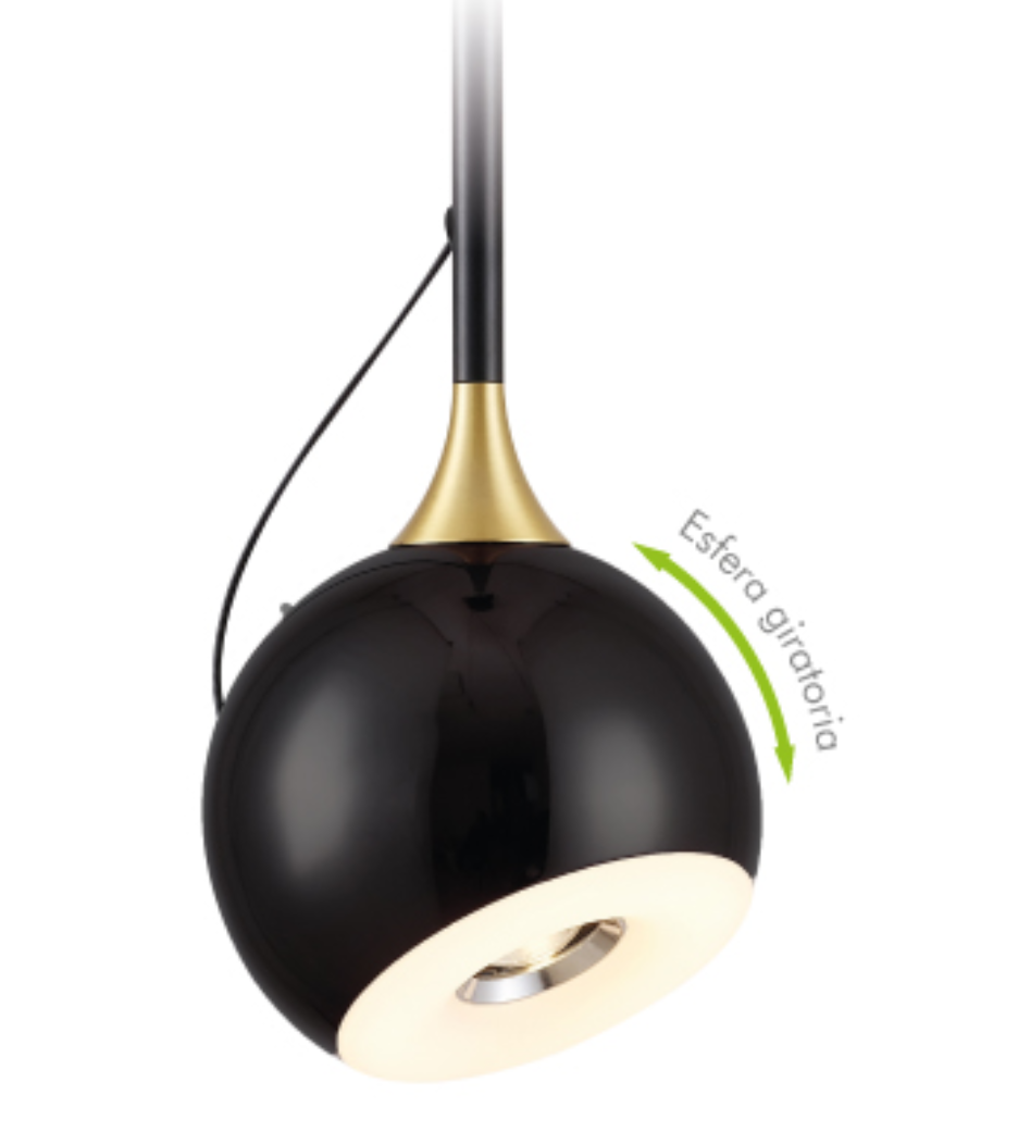 Lámpara Colgante LED Moderna con Esfera Magnética Giratoria 360° 6W - Luz Cálida
