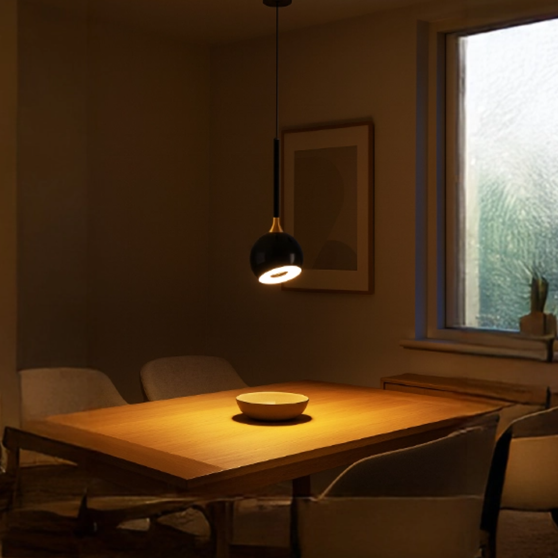 Lámpara Colgante LED Moderna con Esfera Magnética Giratoria 360° 6W - Luz Cálida