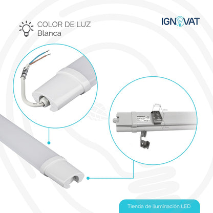 Lámpara LED hermética industrial, resistente al agua y polvo