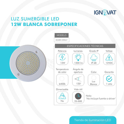 Luz LED sumergible para piscina moderna
