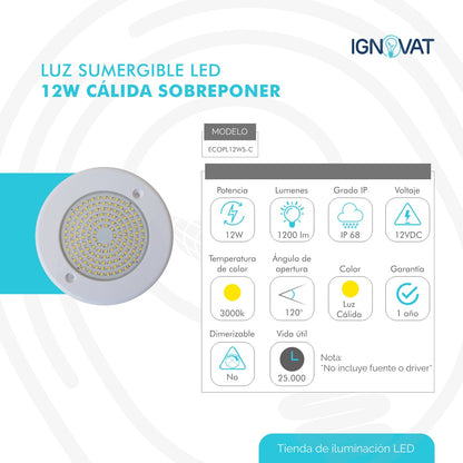 Luz LED sumergible para piscina moderna