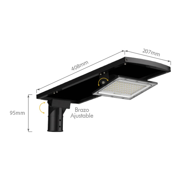 Luminaria Solar LED 120W Autónoma - 3 Tonos de Luz (3CCT) y Control Remoto | IP66