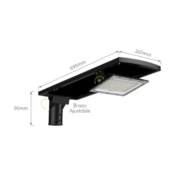 Luminaria Solar LED 180W Autónoma - 3 Tonos de Luz (3CCT) y Control Remoto | IP66