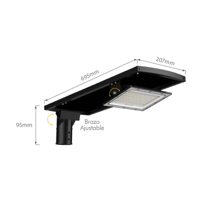 Luminaria Solar LED 180W Autónoma - 3 Tonos de Luz (3CCT) y Control Remoto | IP66