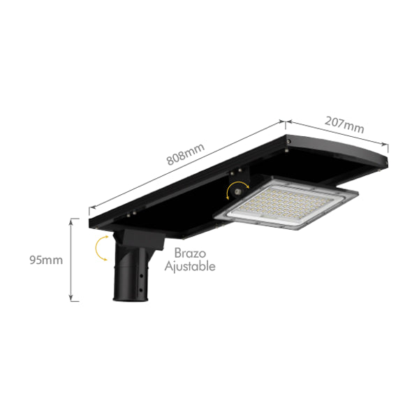 Luminaria Solar LED 240W Autónoma - 3 Tonos de Luz (3CCT) y Control Remoto | IP66