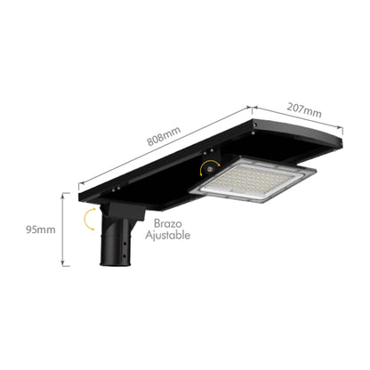 Luminaria Solar LED 240W Autónoma - 3 Tonos de Luz (3CCT) y Control Remoto | IP66