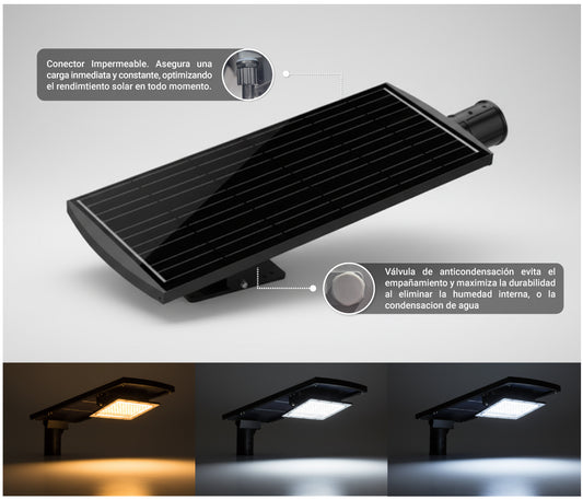 Luminaria Solar LED 180W Autónoma - 3 Tonos de Luz (3CCT) y Control Remoto | IP66