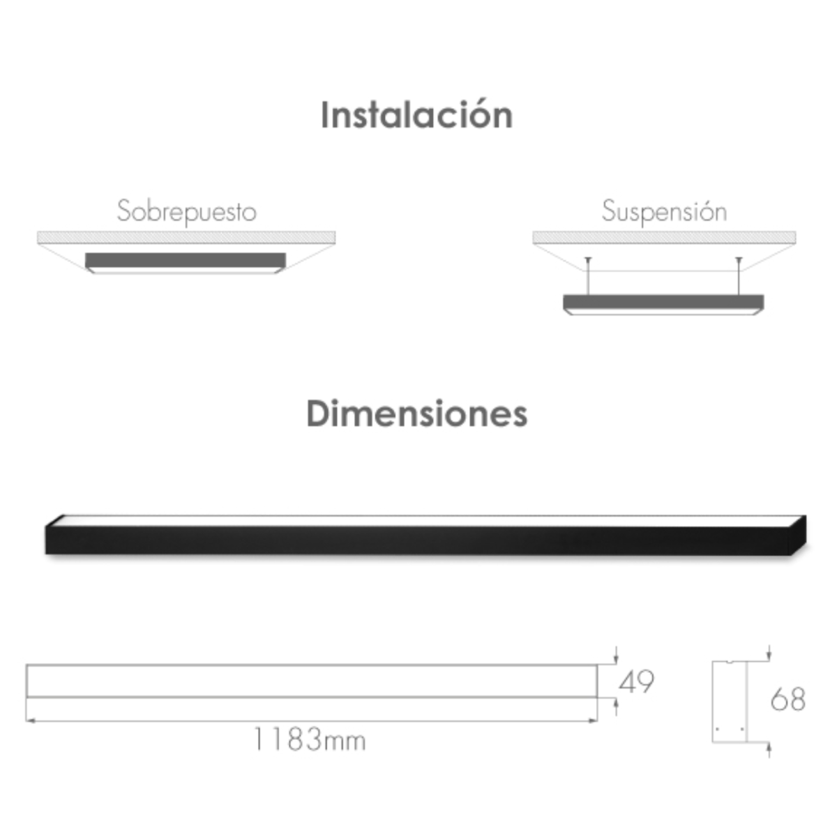 Luminaria lineal LED 3 CCT 42W