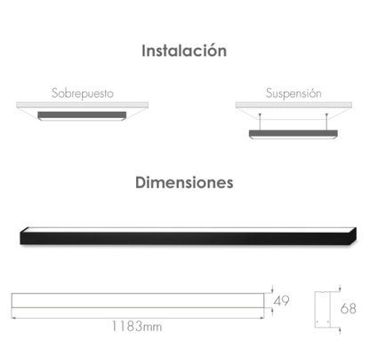 Luminaria lineal LED 3 CCT 42W