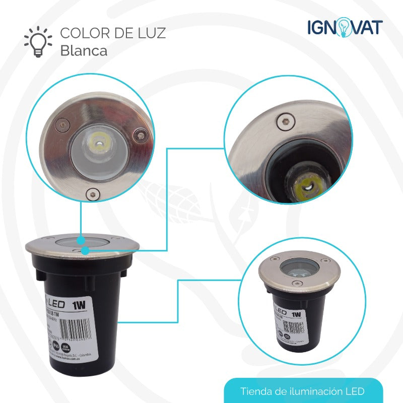 Luminaria de Piso de 1W en Acero Inoxidable - Luz Blanca para Nicho