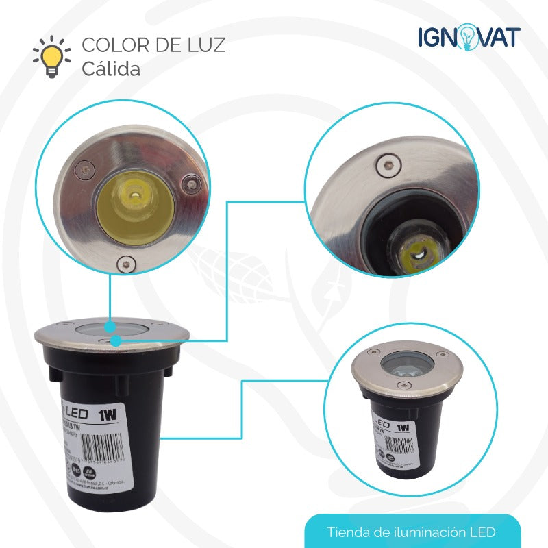 Luminaria de Piso de 1W en Acero Inoxidable - Luz Cálida para Nicho