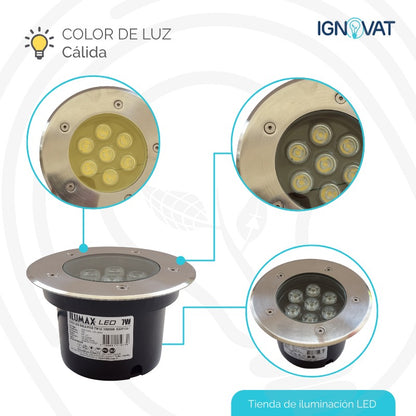 Luminaria de Piso de 7W en Acero Inoxidable - Luz Calida para Nicho