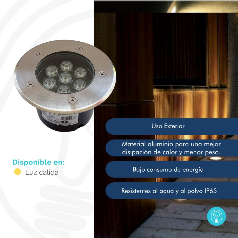 Luminaria de Piso de 7W en Acero Inoxidable - Luz Calida para Nicho