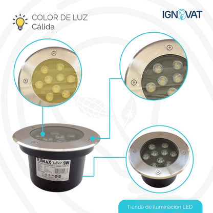 Luminaria de Piso de 9W en Acero Inoxidable - Luz Cálida para Nicho