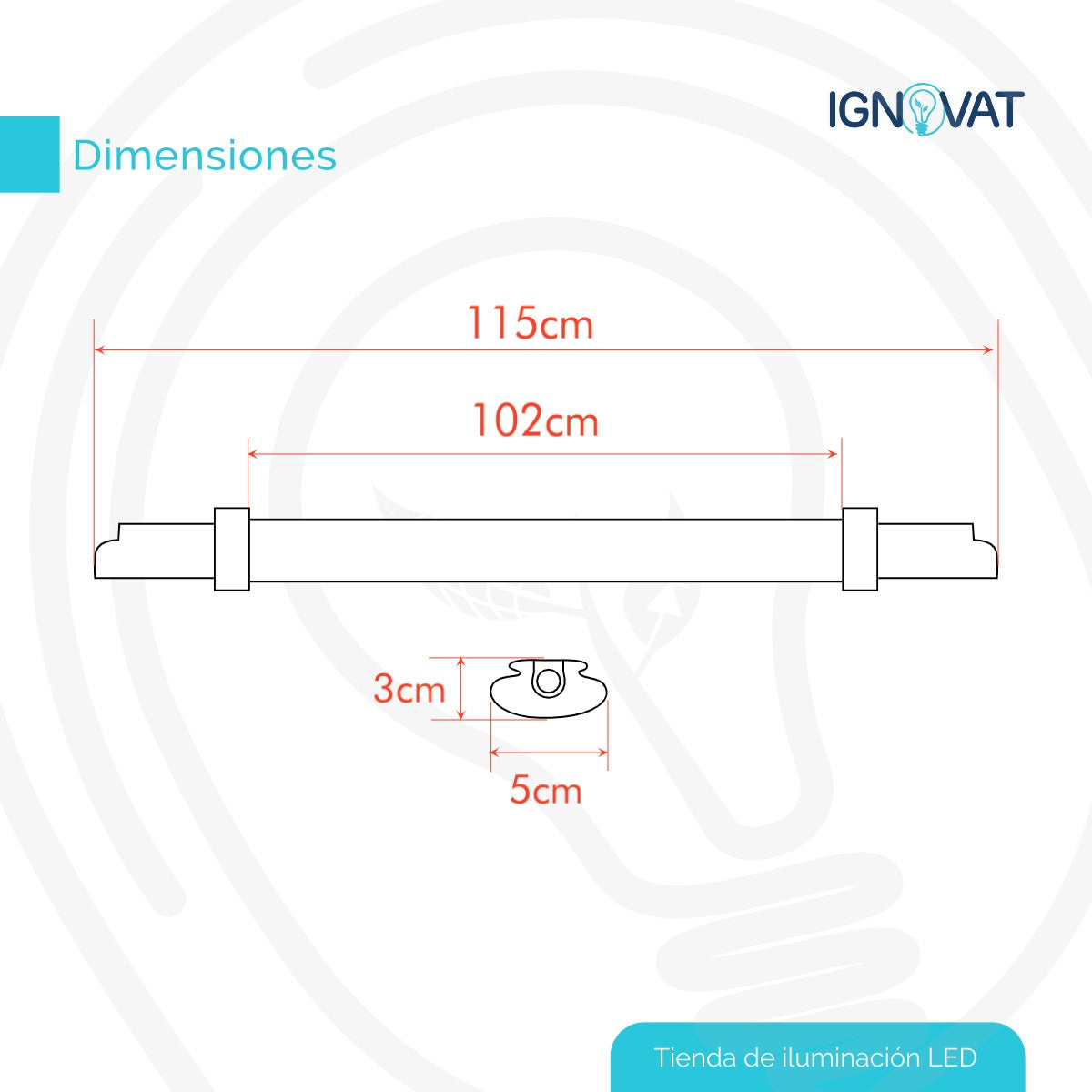 Lámpara Hermética Lineal Industrial de 36W - Iluminación Eficiente para Oficinas y Locales Comerciales