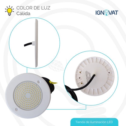 Luminaria Subacuática de 12W en ABS - Luz Cálida, Compatible con Nicho de 6" de la Marca Pentier