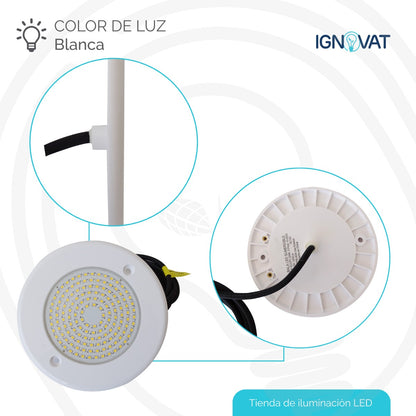 Luminaria Subacuática Plana de 24W en ABS - Luz Blanca Sumergible para Piscina y Jacuzzi