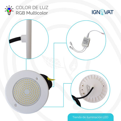 Luminaria Subacuática de 12W en ABS - Luz RGB, Compatible con Nicho de 6" de la Marca Pentier