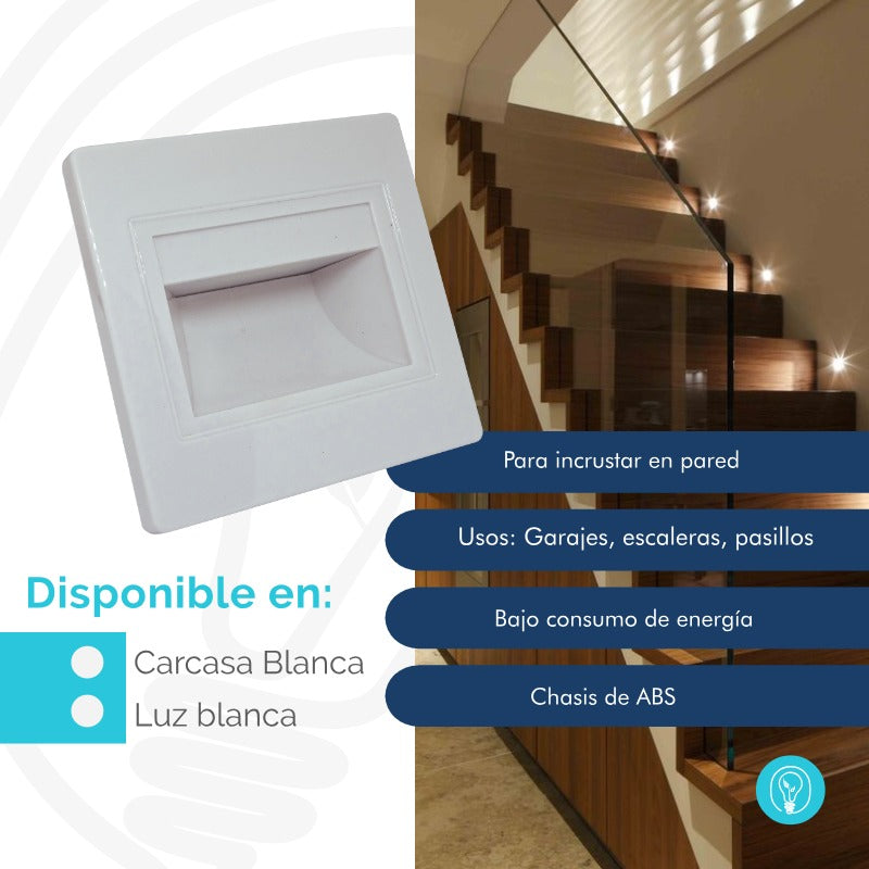 Aplique LED Empotrable para Nichos Cuadrado Luz Blanca 1.5W