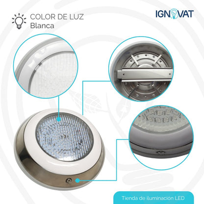 Luminaria Sumergible LED 18W en Acero inoxidable Luz Blanca Para Piscina y Jacuzzi