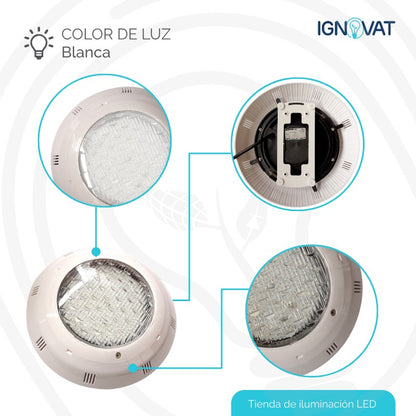 Luminaria Subacuática de 24W en ABS - Luz Blanca para Piscina y Jacuzzi