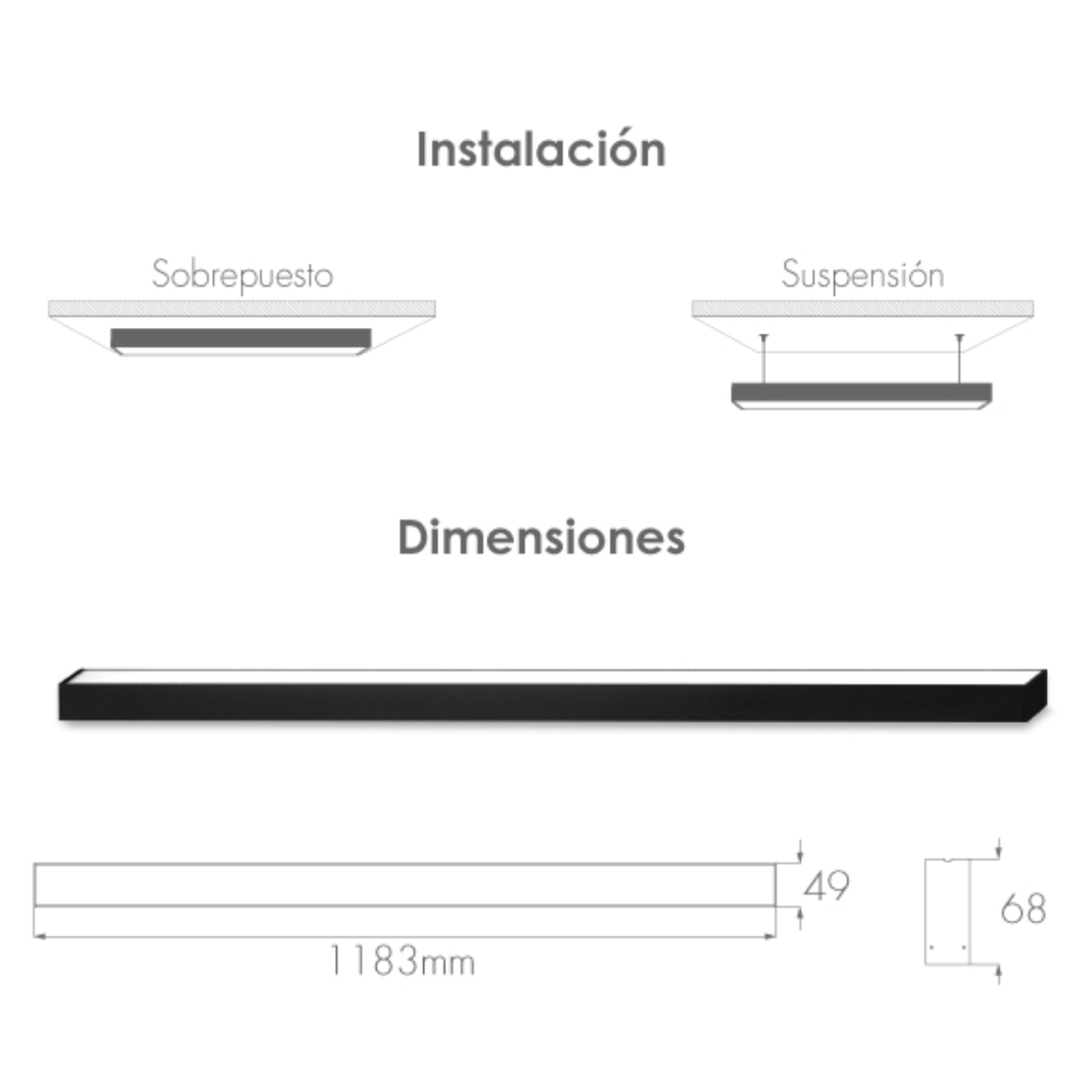 Luminaria lineal LED 3 CCT 42W